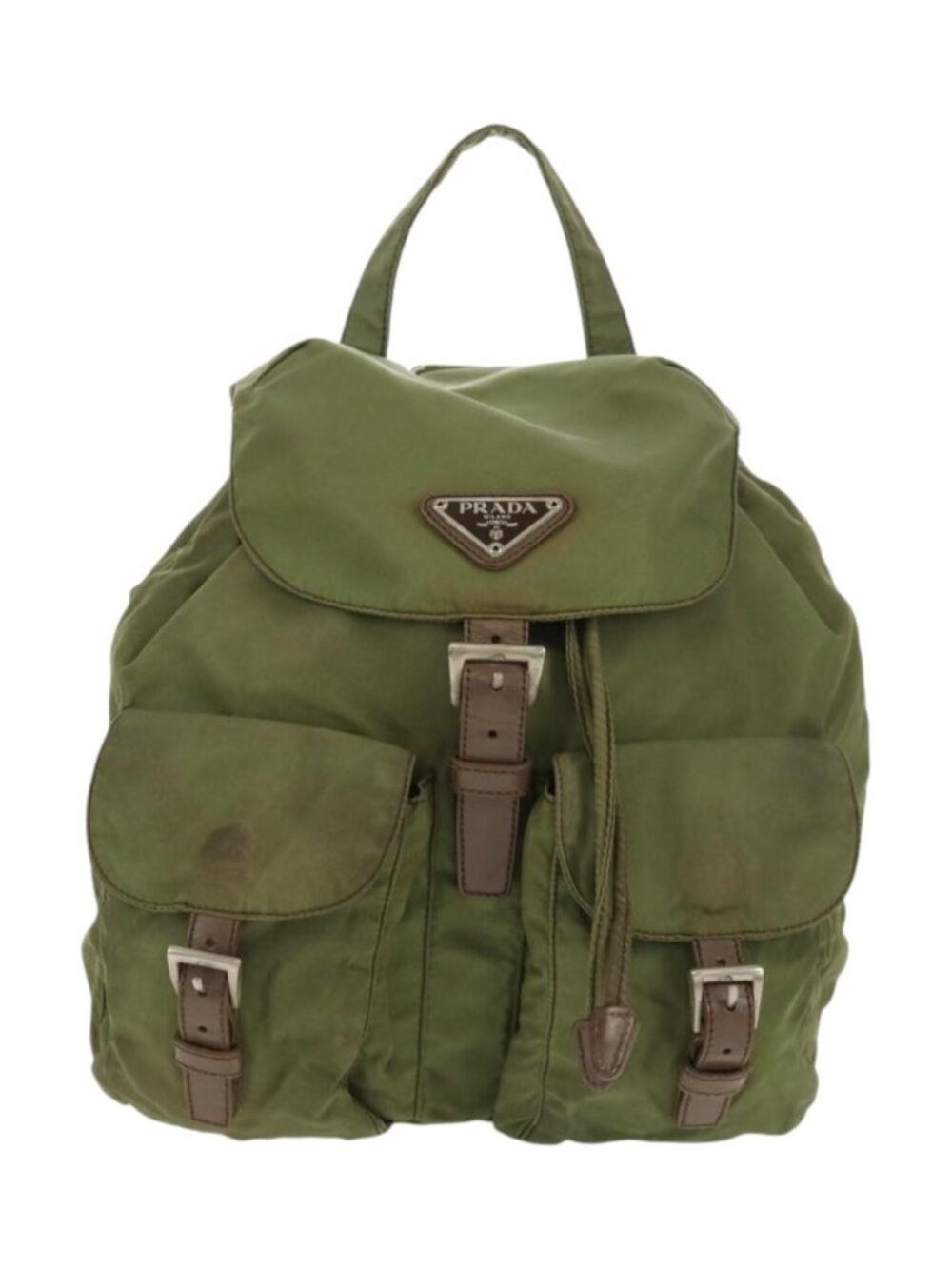 PRADA Backpack Nylon Khaki Silver - Picture 8 of 16